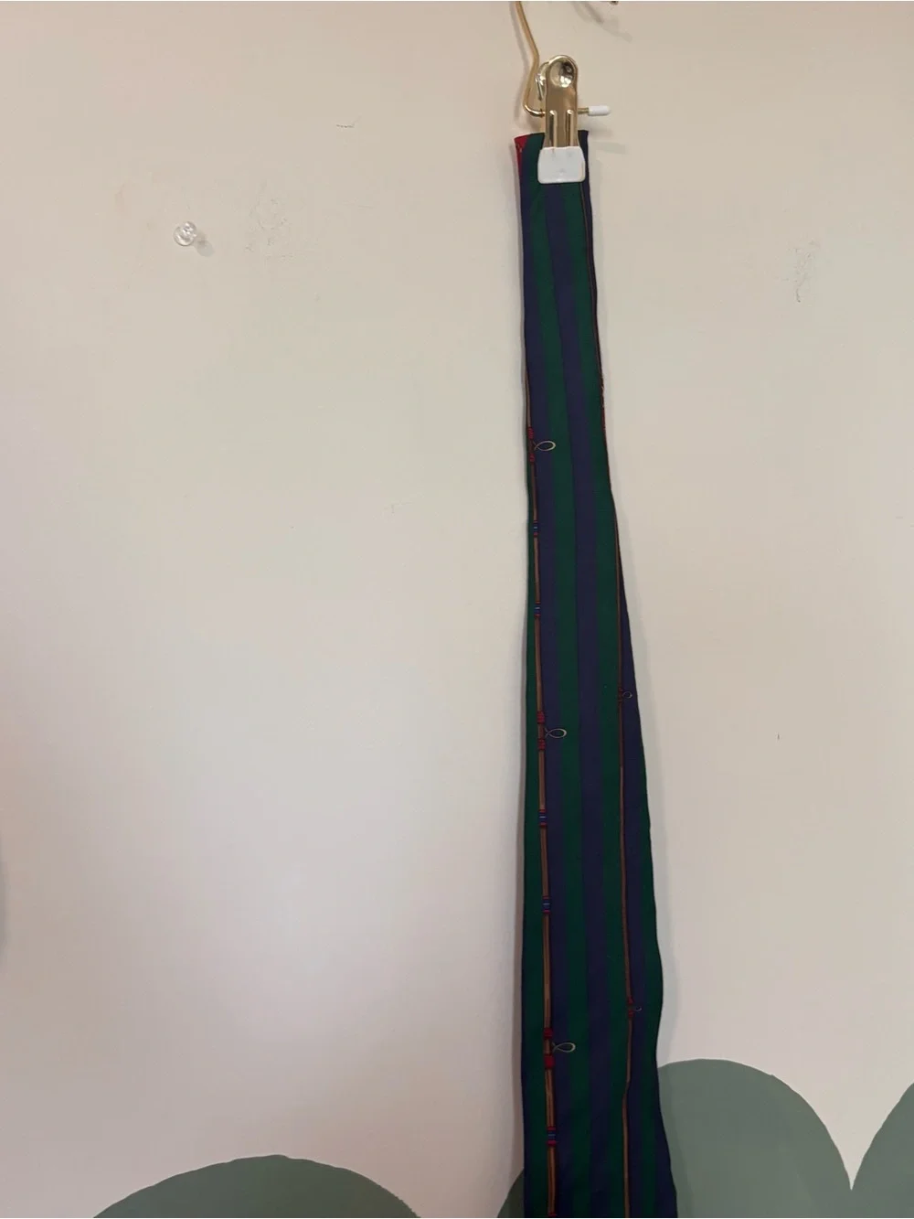 Vintage Tommy Hilfiger green and navy Fishing Pole Silk tie